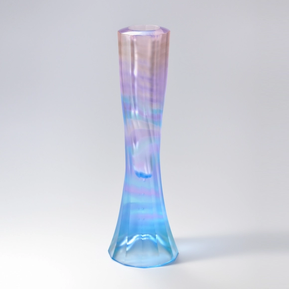 Glass flower vessel  “Memory of colors-lakeside in the dawn”