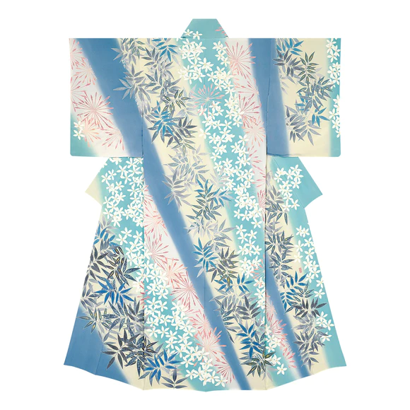 Formal kimono with design in yuzen dyeing  “Life cycle of flowering plants”