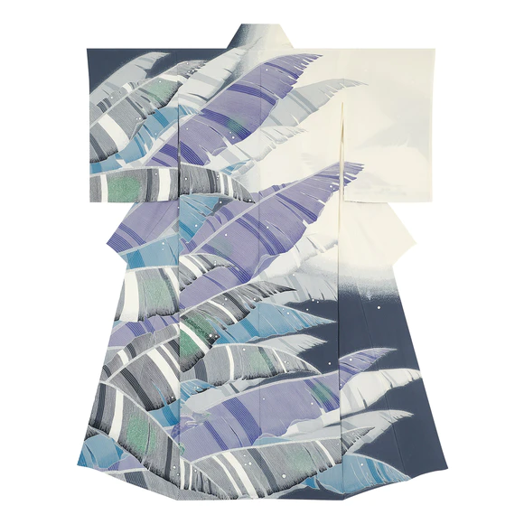 Kimono with design in yuzen dyeing  “Early summer day”