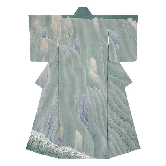Formal kimono with design in yuzen dyeing  “Waterfall”