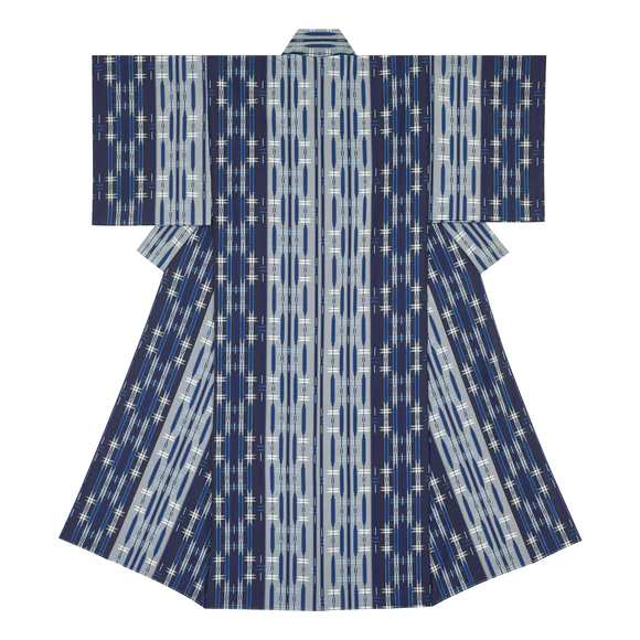 Kimono of kasuri  “Snowflakes”