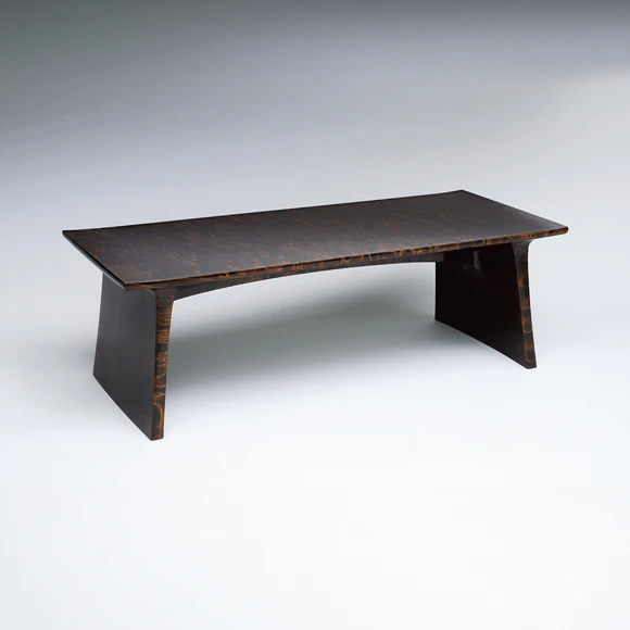 Low table of horse chestnut wood with black urushi coating