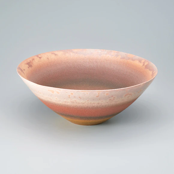 Hagi flower vessel with red mark and kiln mutation effect