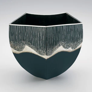 Pentagonal bowl with design in damascene inlay  “Waves”