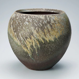 陶芸家：日本工芸会会長賞受賞の羽石修二 窯変炭化大皿 1988年 羽石 修二の作品一覧-公益社団法人日本工芸会