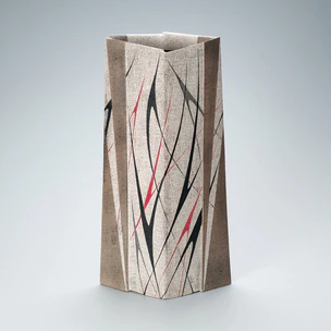 Flower vessel with fabric texture pattern and line design