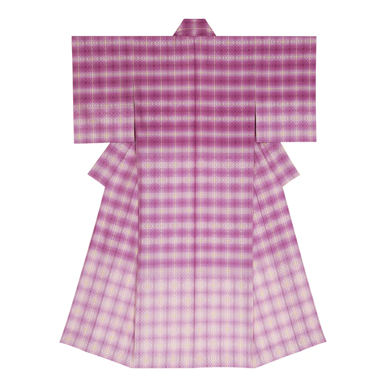 photo Kimono of ro gauze with checker hanaori weave pattern. “Tale of Murasaki”