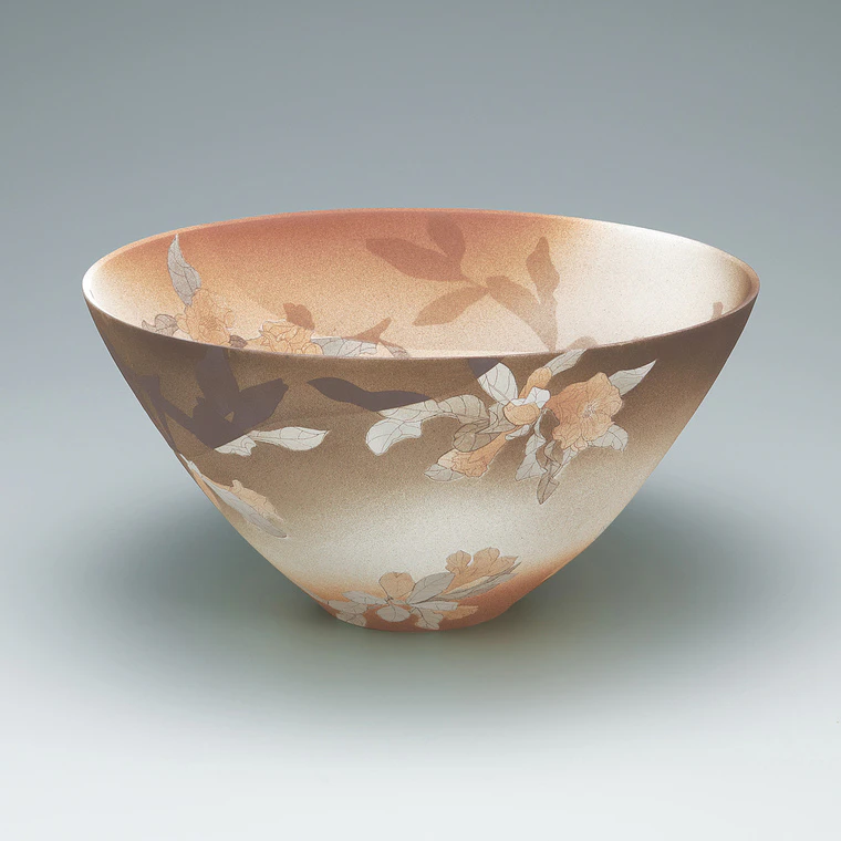 photo Bowl with flower design in sgraffito.