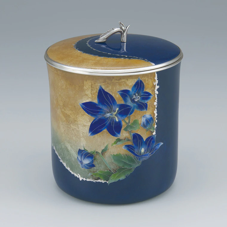 photo Cloisonne tea ceremony fresh water jar. “Autumn road”