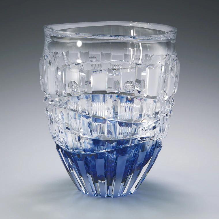 photo Cut glass flower vase. “The ethereal blue sea”
