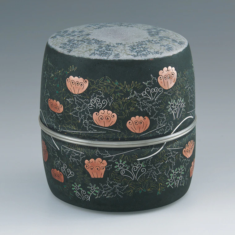 photo Opaque cloisonne covered vessel. “Forest murmurs”