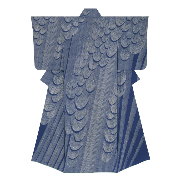 photo Formal kimono with design in yūzen dyeing. “Waterfall in early spring”