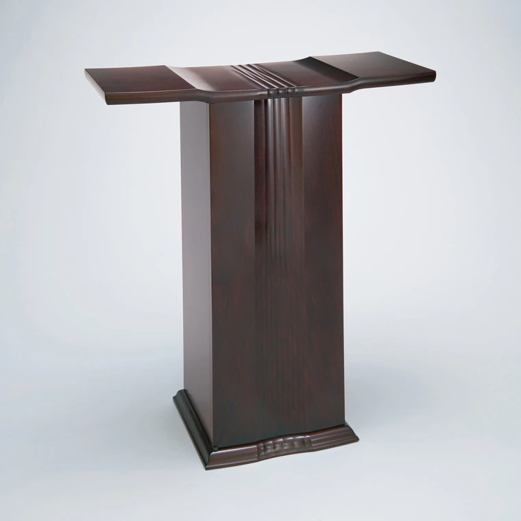 photo Cabinet of walnut wood with vertical line design finished in wiped urushi.