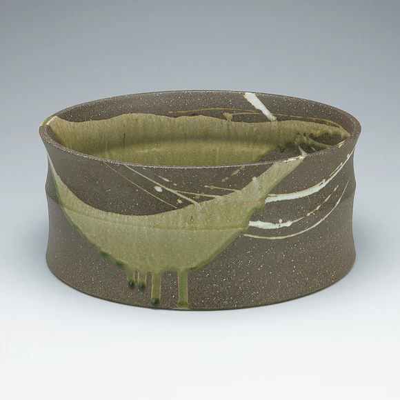 Flower vessel with ash glaze.