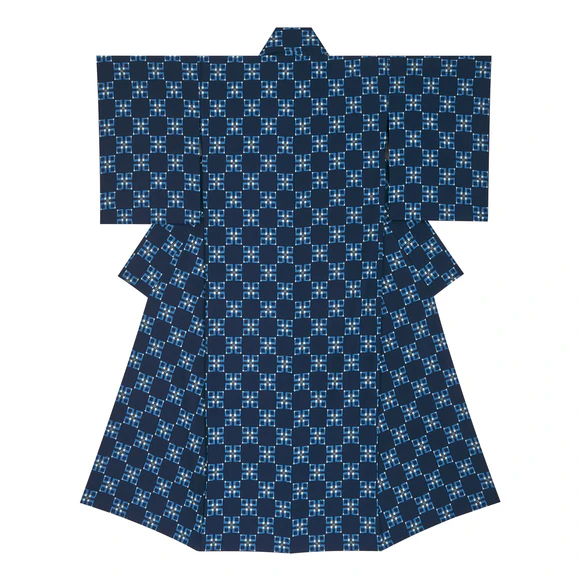Kimono of Kurume kasuri. “Fine wheather”