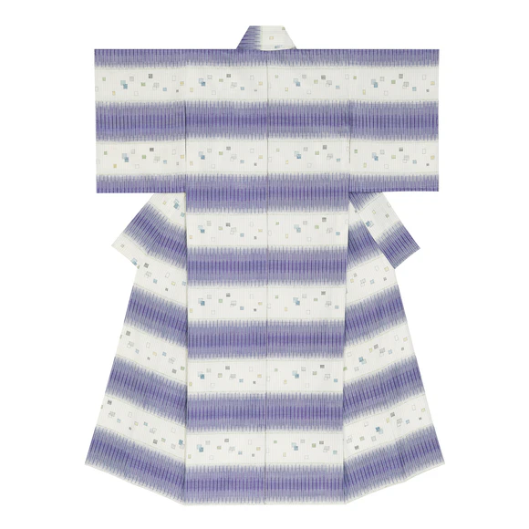 Kimono of tsumugi. “Silky wisteria swaying in the wind”