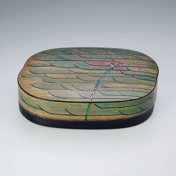 【佐々木正博作品】漆器 果物模様の箱 蓋付き 新品未使用品 佐々木正博作品】漆器 果物模様の箱 蓋付き