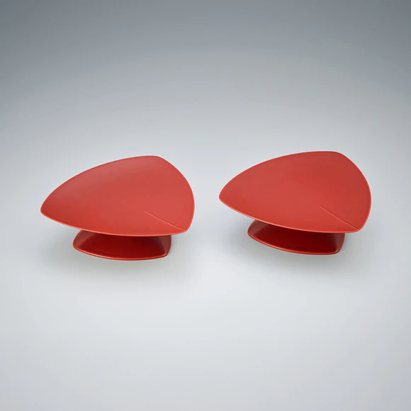 Kanshitsu trays with red urushi coating.