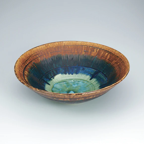 最安値　織部　緑釉印刻紋鉢　大鉢　鈴木徹　鈴木蔵　　魯山人　鯉江良二 最安値 織部 緑釉印刻紋鉢 大鉢 鈴木徹 鈴木蔵 魯山人 鯉江良二