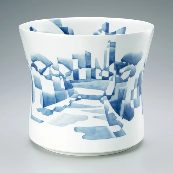 Deep bowl blue town picture. “Riverside towns”