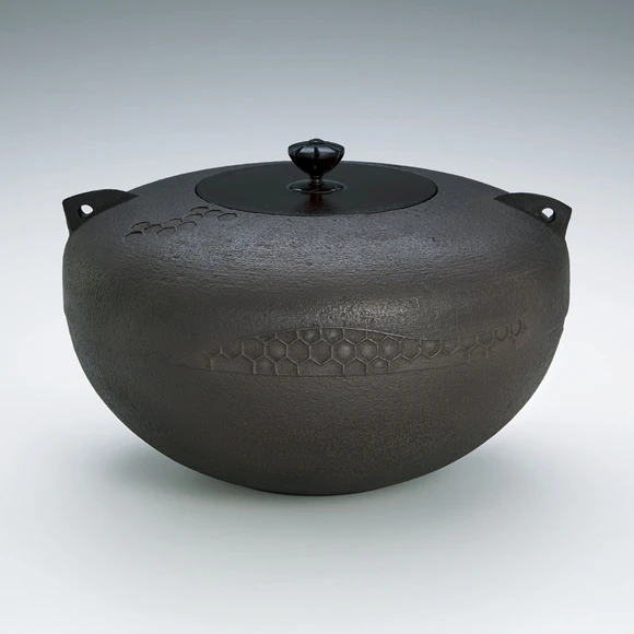 八角形の茶釜 黒とグレー 八角形の茶釜 黒とグレー 美術品・アンティーク・コレクション