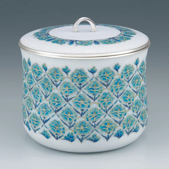 Cloisonne tea ceremony fresh water jar. “Flower rythm”