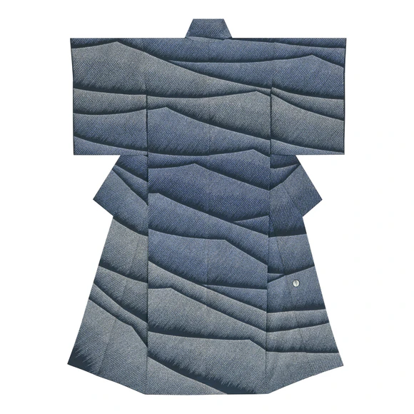Formal kimono with design in yūzen dyeing. “Billowing”