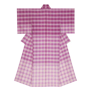 Kimono of ro gauze with checker hanaori weave pattern. “Tale of Murasaki”