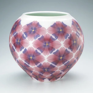 Jar with design in multiple nunozome.