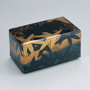 宮坂辰清　「輪島塗　フリージヤ　短冊箱」　金蒔絵　内金梨地　共箱共布　