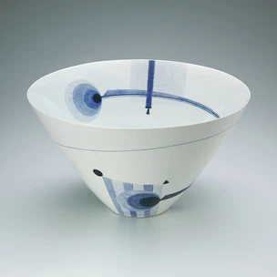 Large Bowl with Line Inlay and Underglaze Blue Decoration