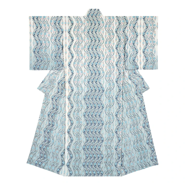 photo Kimono with Sarasa Pattern in Woodblock Printing “Kō”