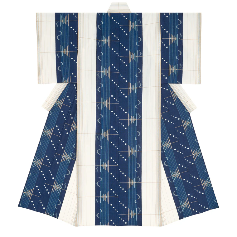 photo Kimono of Iyo Kasuri “Echo in the Mountains”