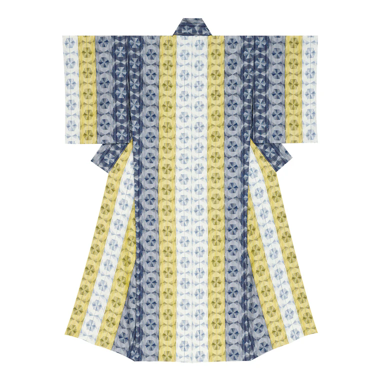 photo Kimono Dyed with Vegetable Dye and with Kasuri “Rondo of Scenery”