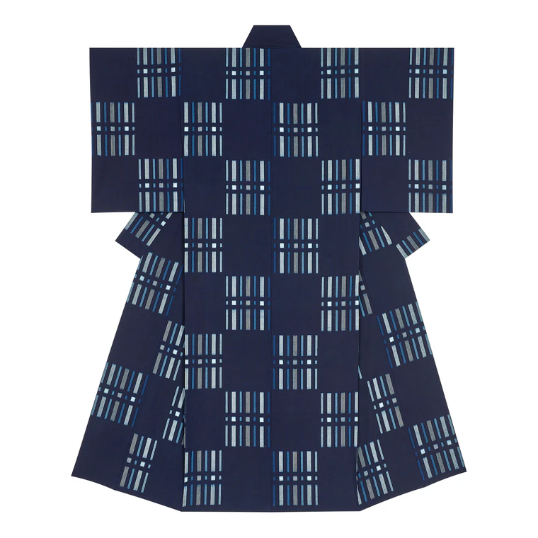photo Kimono of Hirose Kasuri “Green Trees”