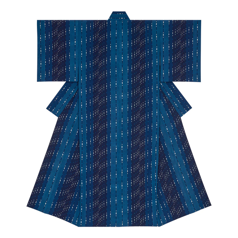 photo Kimono of Kurume Kasuri “Light of the Sea”