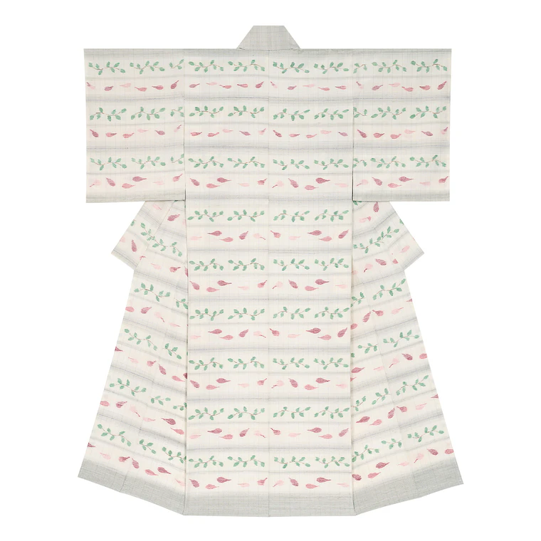 photo Kimono of Tsumugi “Camellia Blossom Petals”
