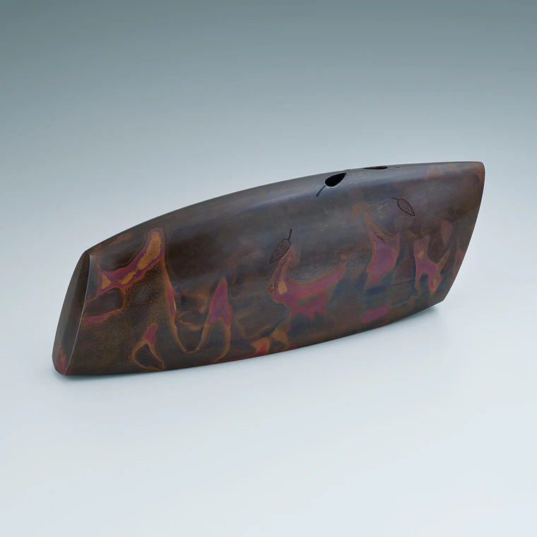 photo Flower Vessel of Bronze with Red Mottles