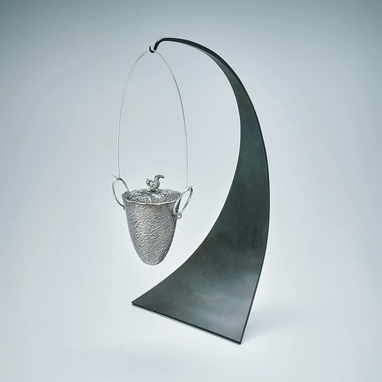photo Hanging Silver Incense Burner with Open Worked Design of Grape Scroll