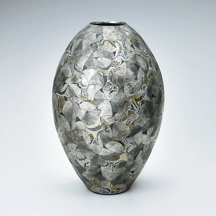 photo Jar with Geometric Design in Platinum Painting