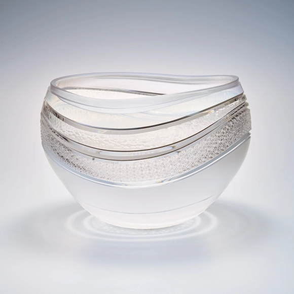 Cased and Cut Glass Bowl “White Morning”