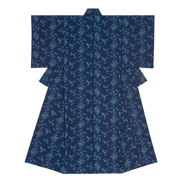 Kimono of Kurume Kasuri “Flowers Reflecting Light”