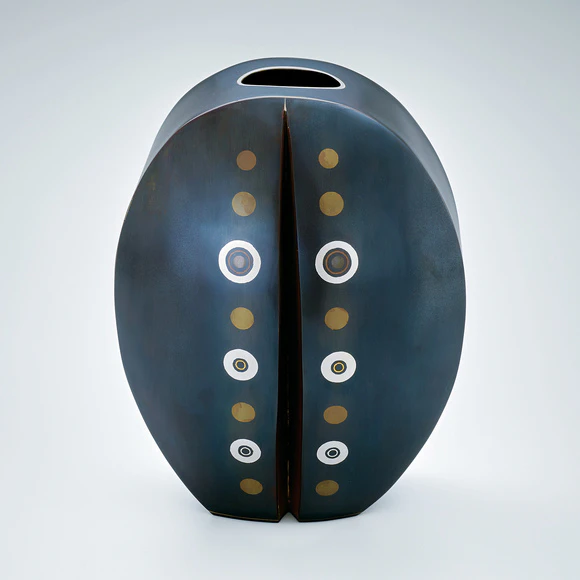 黒味銅象嵌花器「Slit II」
