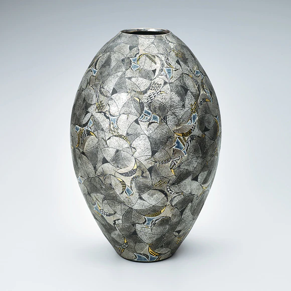 Jar with Geometric Design in Platinum Painting