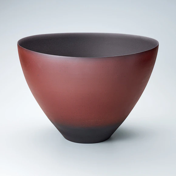 Flower Vessel with Red Glaze