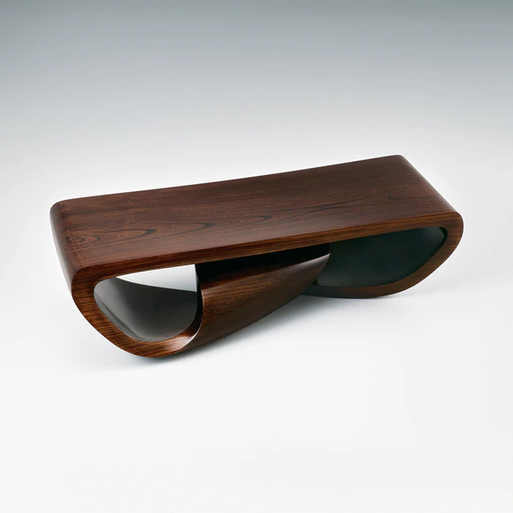 Box of Zelkova Wood with Twisted Design Finished in Wiped Urushi