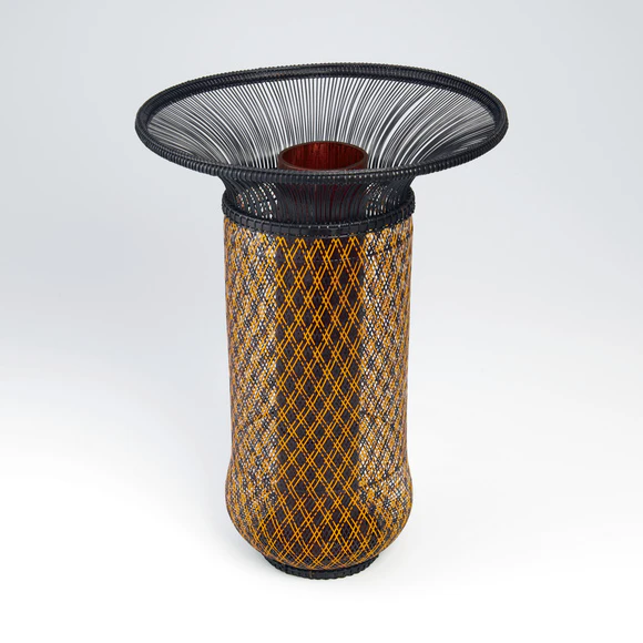 Flower Basket in Sukashi-ami Weave “Sunshine Filtering Through Foliage”