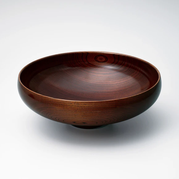 Bowl of Zelkova Wood Finished in Wiped Urushi