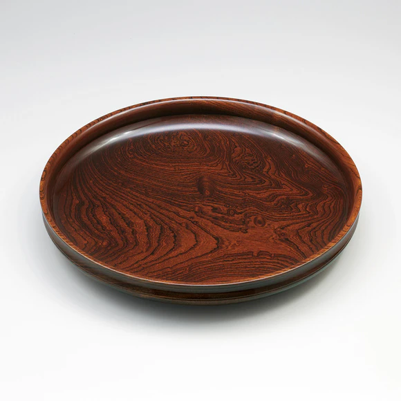 Plate of Zelkova Wood Finished in Wiped Urushi