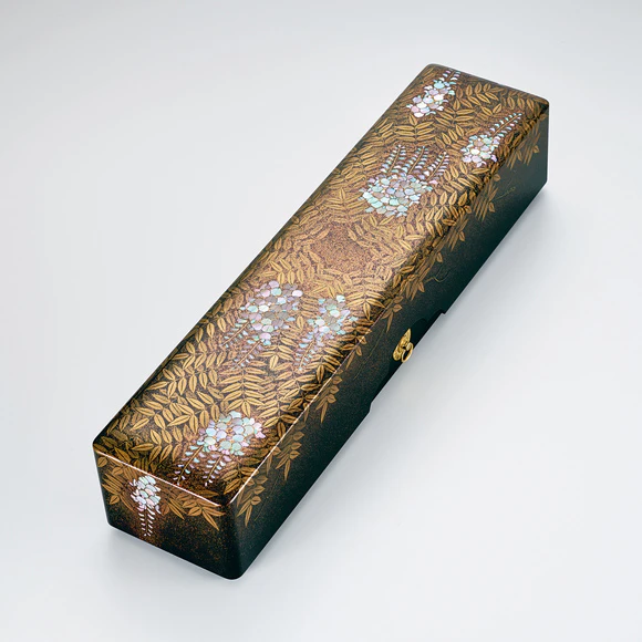 Box for Tanzaku with Design in Makie and Mother-of-pearl Inlay “Purple Wind”